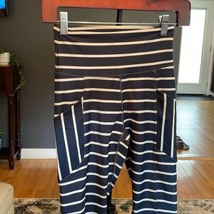 Marika size small Capri length pocket leggings with stripes